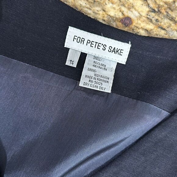 For Pete’s Sake Linen Blend Black Button Front Sleeveless Dress Size 14 - Picture 5 of 9